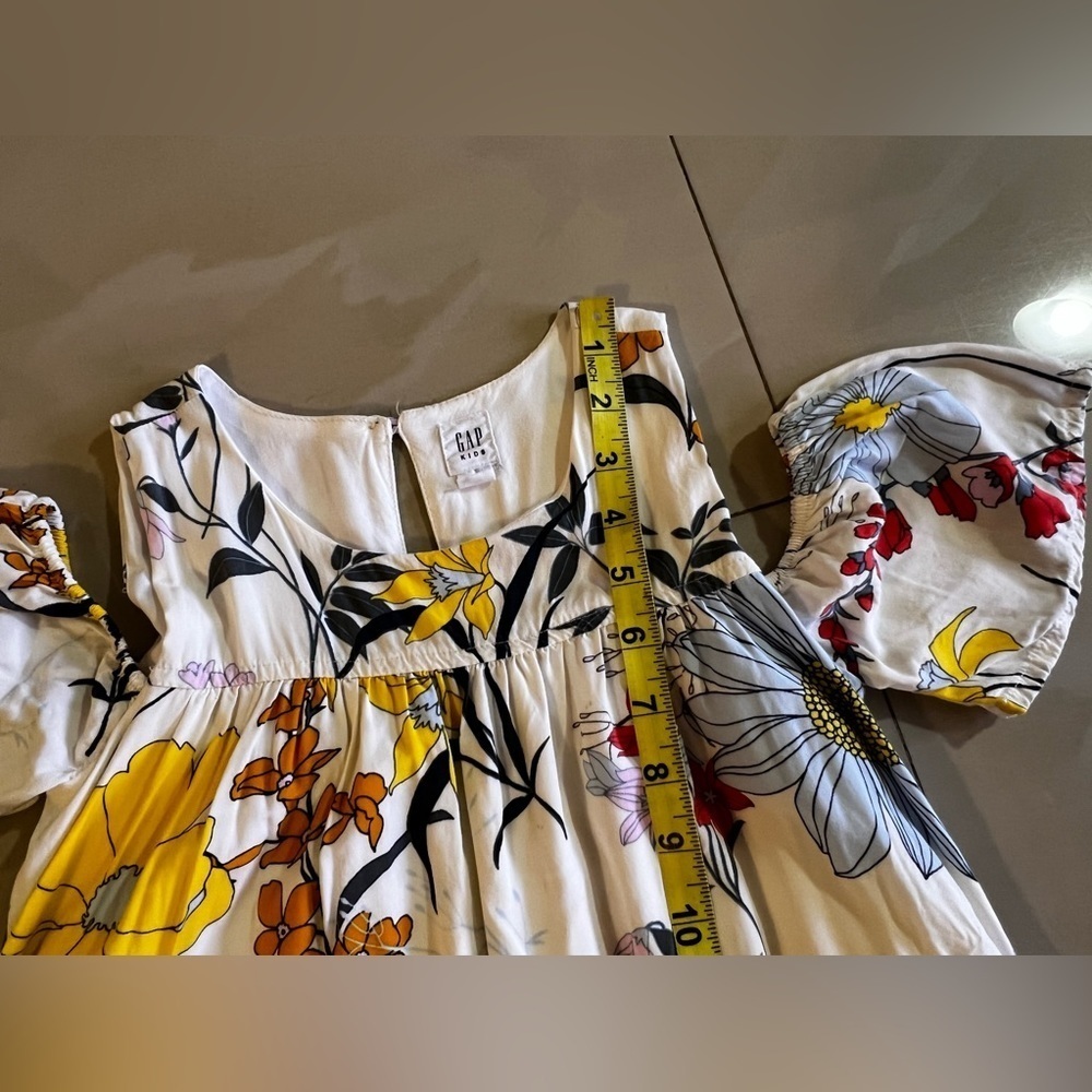 Gap Kids Floral Botanical Cold Shoulder Swing white floral Dress Size L - Picture 10 of 16